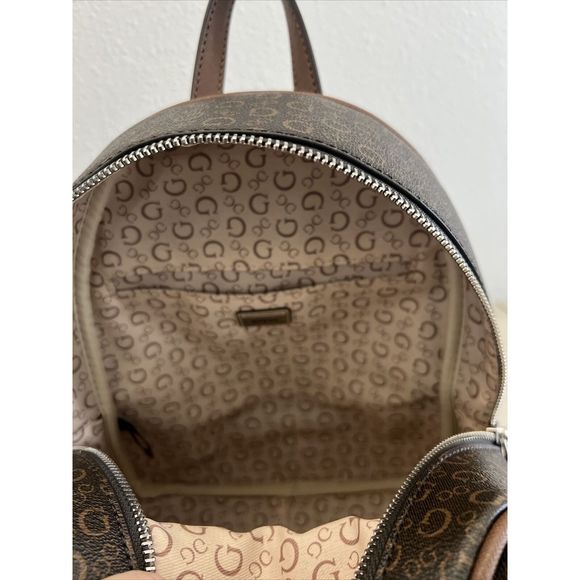 GUESS SV792630 Rodney Backpack Adjustable Purse Natural Brown Logo Signature - Picture 9 of 14